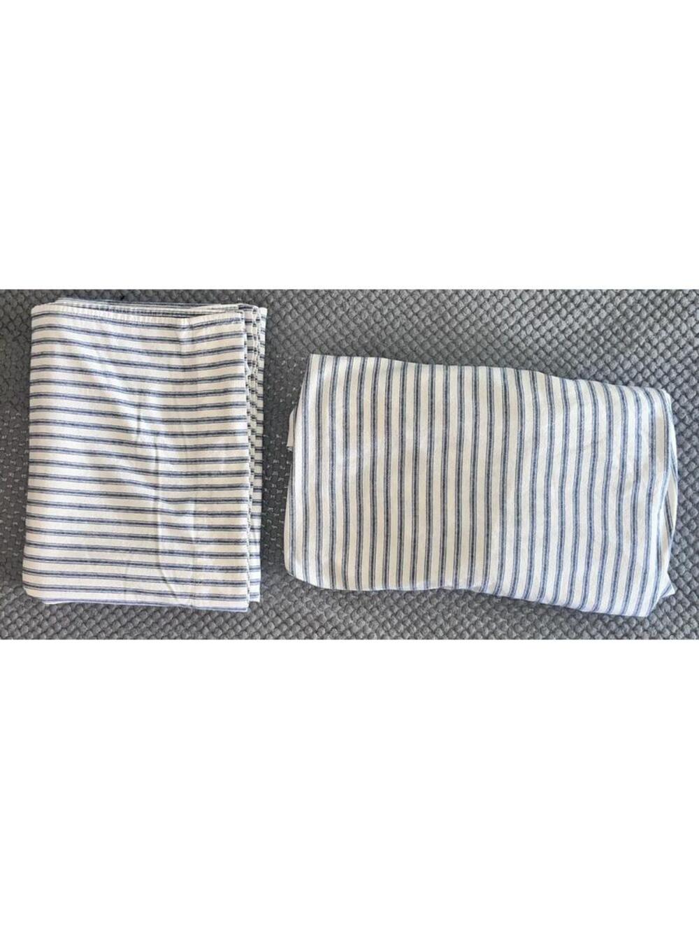 LL BEAN STRIPED Soft Comfort FLANNEL TWIN SHEET Flat & Fitted GREAT Condition